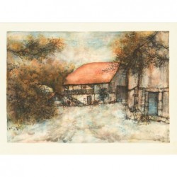 Original Kunst von Bernard Gantner "Automne au chalet" kaufen Sie Bilder des beliebten französischen Künstlers