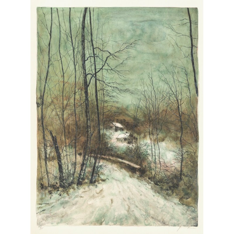 Original Kunst von Bernard Gantner "Chemin enneigé" kaufen Sie Bilder des beliebten französischen Künstlers