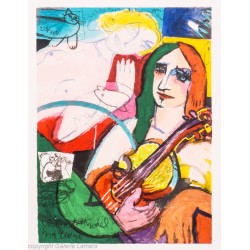 Original Kunst von Michael Leu "Violinist and model" kaufen Sie Bilder des bekannten amerikanischen Künstlers